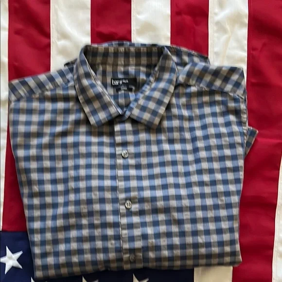 Checkered Blue and Grey Button-Up Shirt - Picture 8 of 15